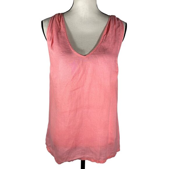 Tommy Bahama Womens Pink Linen Sleeveless V-Neck Top With Back Tie Detail S/P - Picture 1 of 7